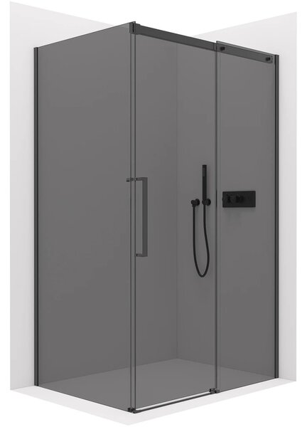 Sprchový kout Lantono L/P - 8 mm - Soft-Close - černá matná, grafitové sklo - 100x70x195 cm - posuvný