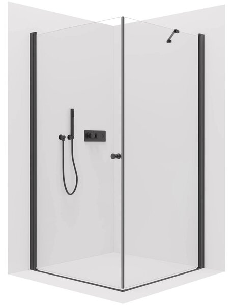Sprchový kout Antelo L/P - 6 mm - černá matná, transparentní sklo - 70x30x190 cm - otočný