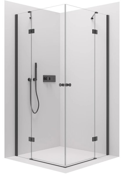 Sprchový kout Marino Duo L/P - 6 mm - černá matná, transparentní sklo - 90x90x190 cm - pantový