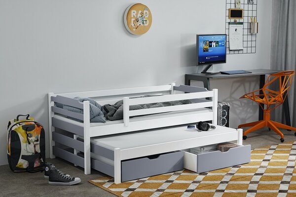 Meblobed Dětská postel Marcin se zábranou - masiv Velikost spací plochy: 180x80, Barva dílů: přírodní, Barva konstrukce: přírodní