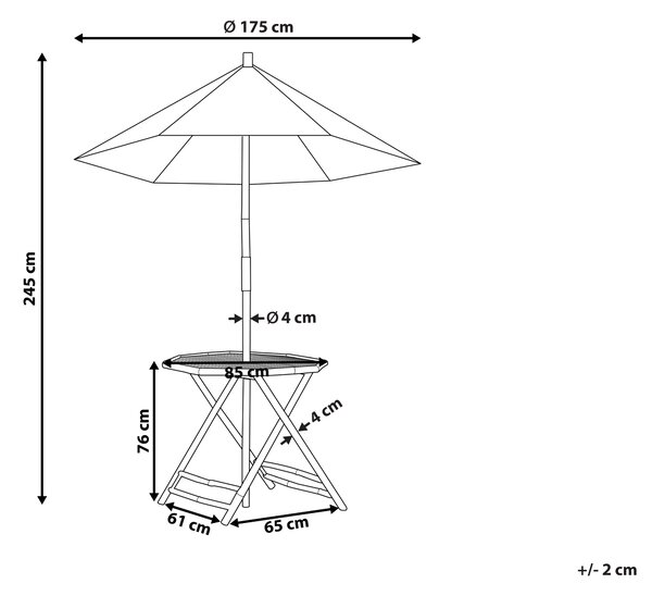 Bistro stolek MOLISE 85 cm 85 cm Bambus Světle hnědá