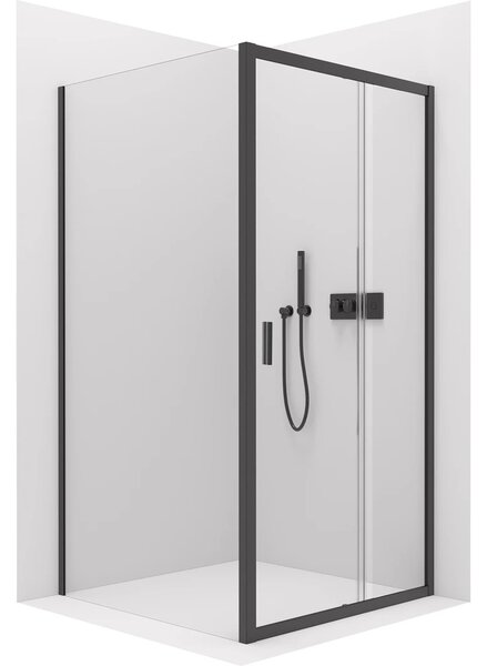 Sprchový kout Varone LINE L/P - 6 mm - černá matná, transparentní sklo - 100x70x195 cm - posuvný
