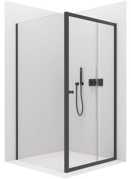 Sprchový kout Varone POINT L/P - 6 mm - černá matná, transparentní sklo - 90x70x195 cm - posuvný