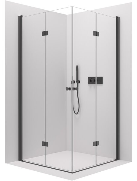 Sprchový kout Volpe Duo L/P - 6 mm - černá matná, transparentní sklo - 60x60x190 cm - zalamovací