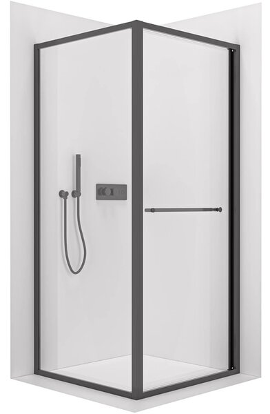 Sprchový kout Versaro L/P - 6 mm - černá matná, transparentní sklo - 80x80 cm - zasouvací