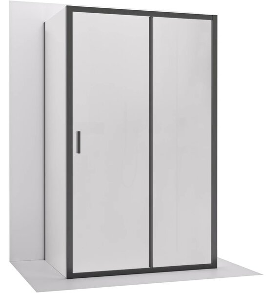 Třístěnný sprchový kout Varone LINE U L/P - 6 mm - černá matná, mléčné sklo - 90x70 cm - posuvný
