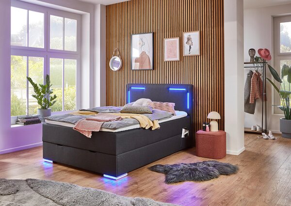 POSTEL BOXSPRING, 120/200 cm, antracitová Xora - Jednolůžkové postele, Online Only
