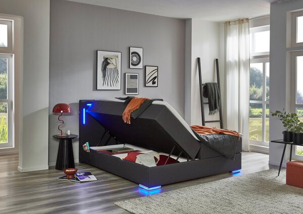POSTEL BOXSPRING, 180/200 cm, antracitová Xora - Manželské postele, Online Only