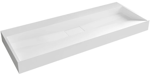 Umyvadlo z litého mramoru Vita - nástěnné i na desku - bílá lesklá - 100x46 cm