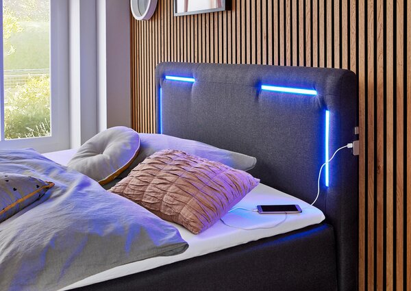 POSTEL BOXSPRING, 120/200 cm, antracitová Xora - Jednolůžkové postele, Online Only