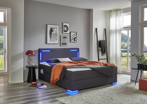 POSTEL BOXSPRING, 180/200 cm, antracitová Xora - Manželské postele, Online Only