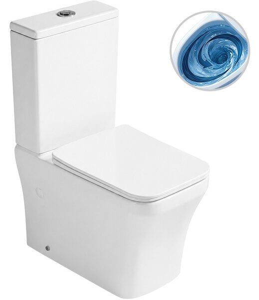 WC kombi Hugo, Vortex - vírové splachování + Slim/SoftClose sedátko - spodní/zadní odpad - bílá lesklá - 62x37,5 cm