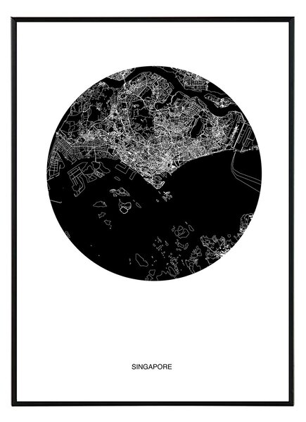 Singapore map - 50x70 cm Obraz