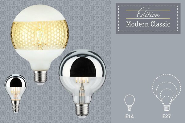 PAULMANN LED Globe 6,5 W E27 kruhové zrcadlo černá mat teplá bílá stmívatelné 286.82