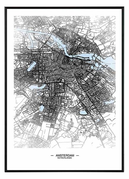 Amsterdam map - 50x70 cm Obraz