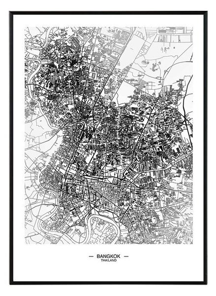 Bangkok map - 50x70 cm Obraz