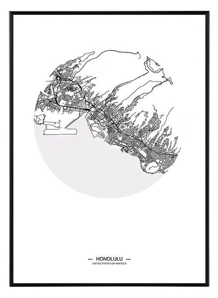 Honolulu map - 50x70 cm Obraz