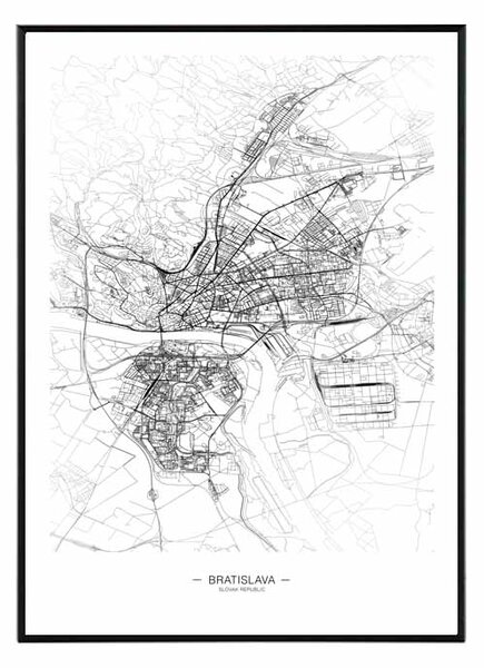 Bratislava map - 50x70 cm Obraz