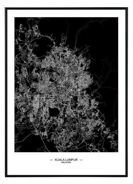 Kuala Lumpur map - 50x70 cm Obraz
