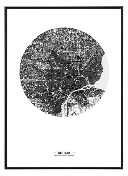 Detroit map - 50x70 cm Obraz