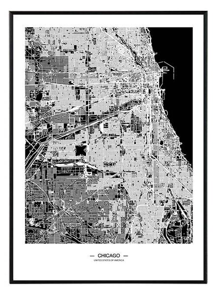 Chicago map - 50x70 cm Obraz