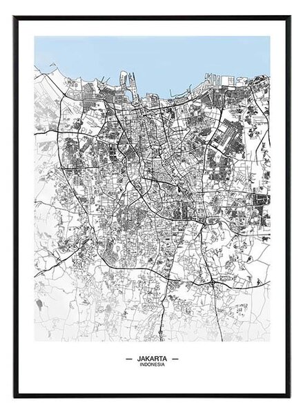 Jakarta map - 50x70 cm Obraz