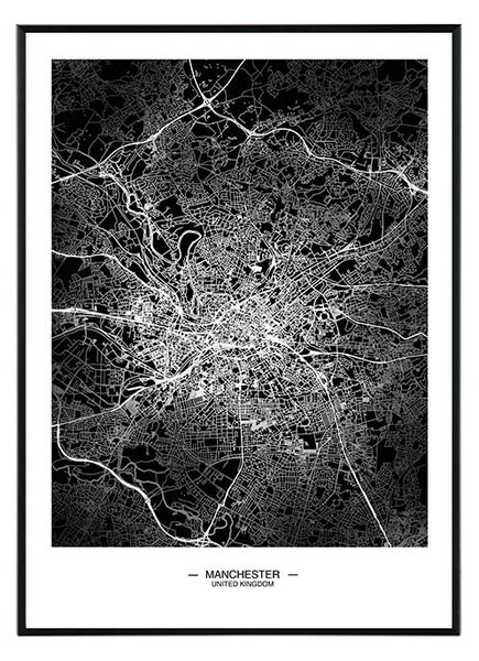 Manchester map - 50x70 cm Obraz