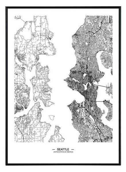 Seattle map - 50x70 cm Obraz