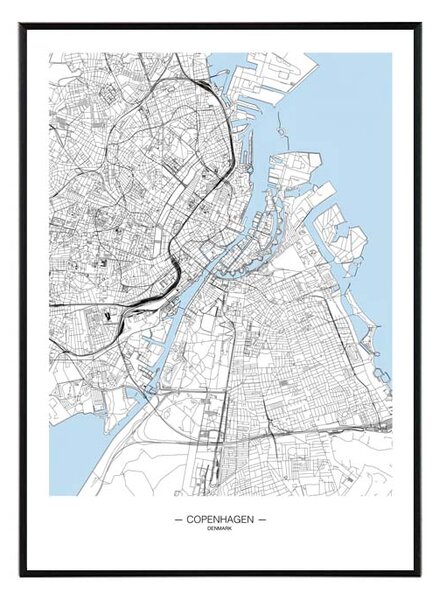 Copenhagen map - 50x70 cm Obraz