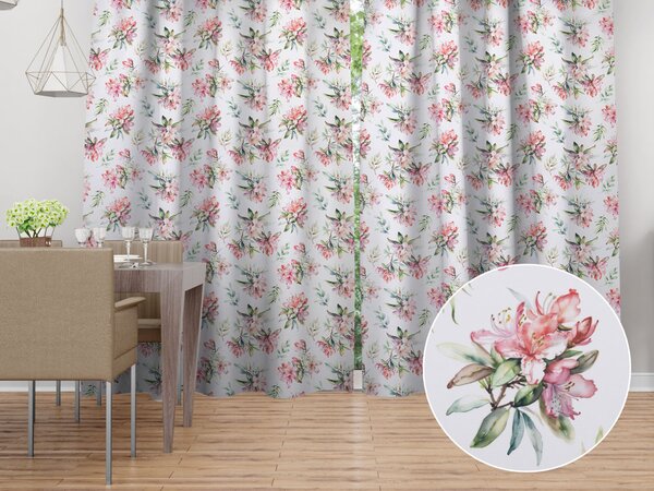 Biante Dekorační závěs TF-134 Akvarelové květy rododendronu na bílém 140x140 cm