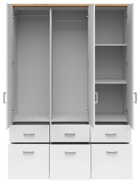 ŠATNÍ SKŘÍŇ SE ZRCADLEM, bílá, Sonoma dub, 136/199/58 cm Boxxx - Šatní skříně, Online Only