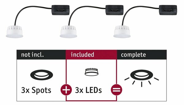 PAULMANN LED Modul vestavné svítidlo Choose Coin 3ks sada kruhové 50mm Coin 3x6W 3x470lm 230V 2700K satén