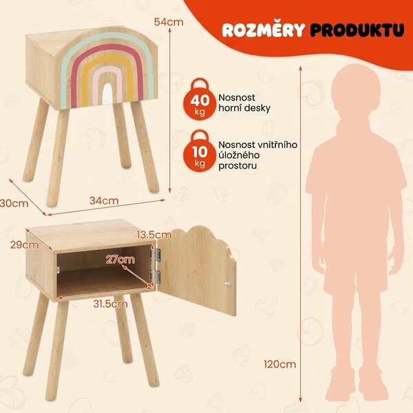 Sada 2 ks dětských nočních stolků, přírodní HY10262NA