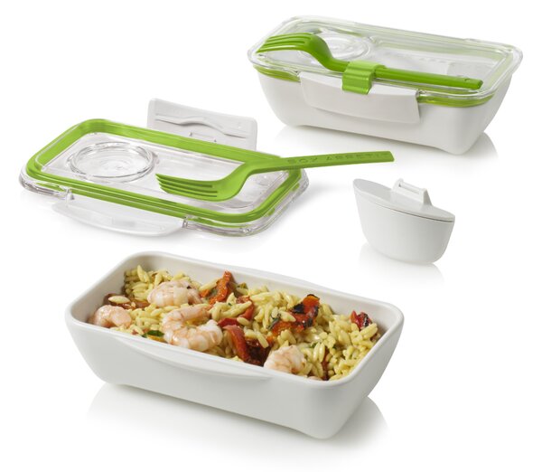 Lunch box Bento, 500 ml | bílý/zelený