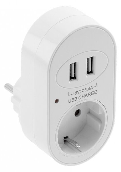 GTV AE-GSS2USB-10 Zásuvka s nabíjecím portem 2xUSB SCHUCKO