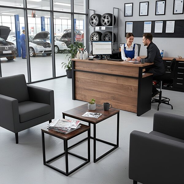 Velaco Set 2 konferenčních stolků TIG-3 50, dub/černá
