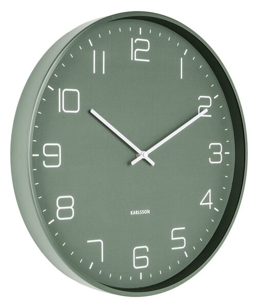 KARLSSON Nástěnné hodiny Lofty Iron matná zelená ø 40 cm × 4,5 cm