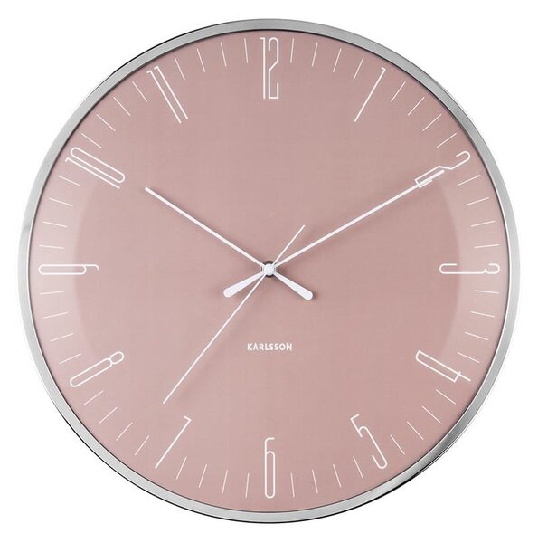 KARLSSON Nástěnné hodiny Dragonfly Dome Glass ružová ø 40 cm x 4 cm