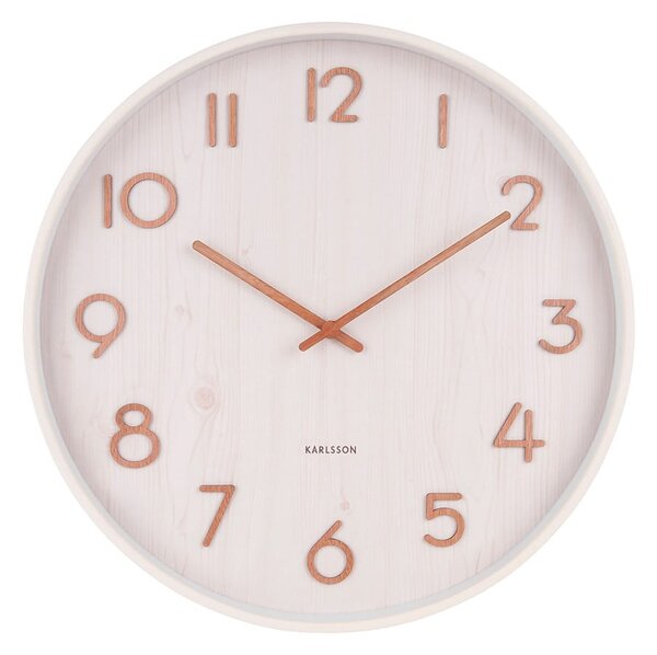 KARLSSON Nástěnné hodiny Pure Large bílá lípa ø 60 cm x 4,5 cm