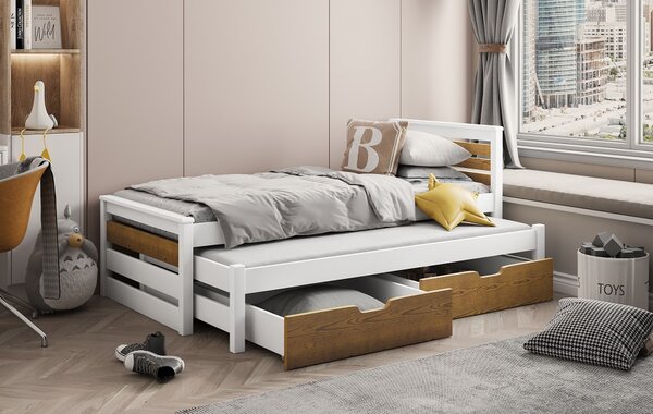 Meblobed Dětská postel Kevin - masiv Velikost spací plochy: 180x80, Barva dílů: přírodní, Barva konstrukce: přírodní