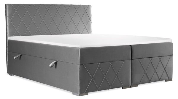 Čalouněná postel Madelyn 140x200, stříbrná,vč. matrace a topperu