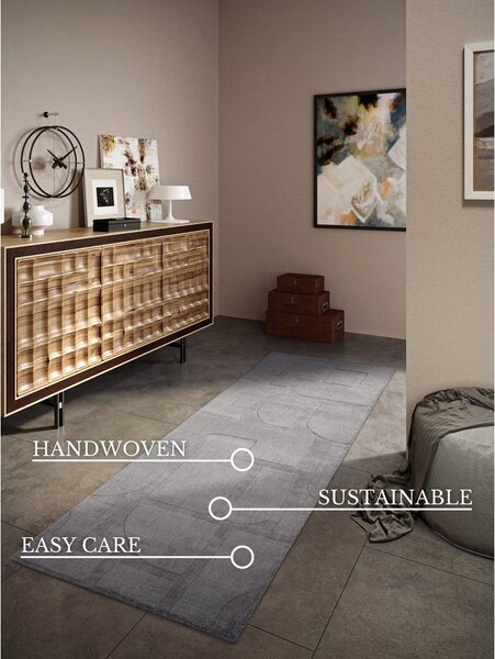 Šedý ručně tkaný vlněný běhoun 80x250 cm Alexis – Villeroy&Boch