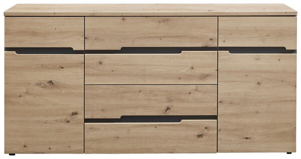 ŠIROKÁ KOMODA, barvy grafitu, dub artisan, 165/82/44 cm Carryhome - Široké komody