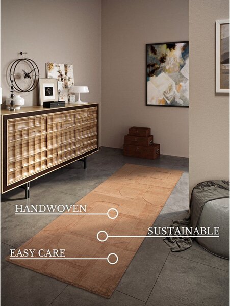 Hnědý ručně tkaný vlněný běhoun 80x250 cm Alexis – Villeroy&Boch