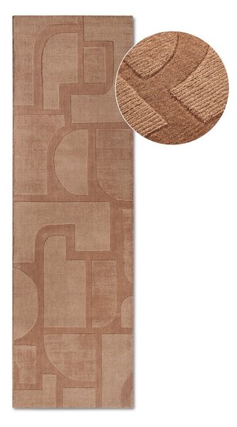Hnědý ručně tkaný vlněný běhoun 80x250 cm Alexis – Villeroy&Boch