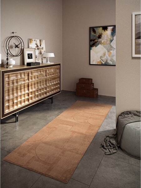 Hnědý ručně tkaný vlněný běhoun 80x250 cm Alexis – Villeroy&Boch