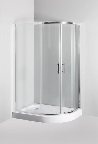 Ho Čtvrtkruhový sprchový kout s vaničkou 1000x800x1970mm, čiré sklo, LEVÝ