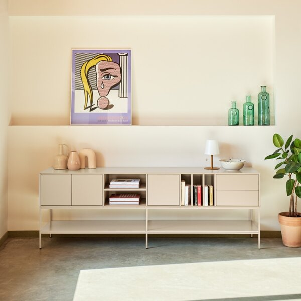Krémový TV stolek Teulat Platt 220 x 45 cm