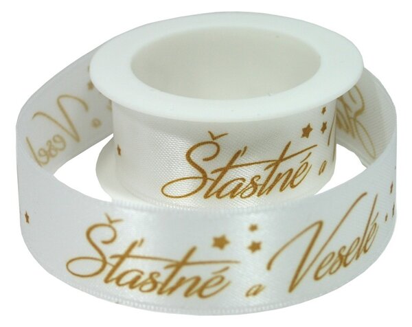 Vánoční látková stuha 2m Šťastné a veselé 7402805