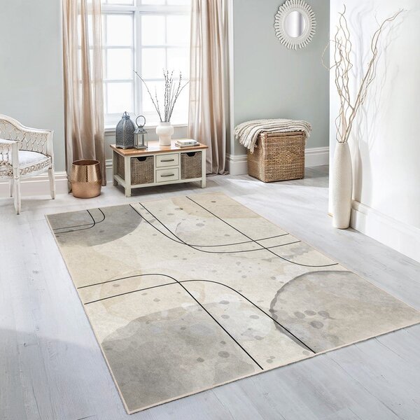 Šedo-krémový pratelný běhoun 80x200 cm Simple Lines – Mila Home